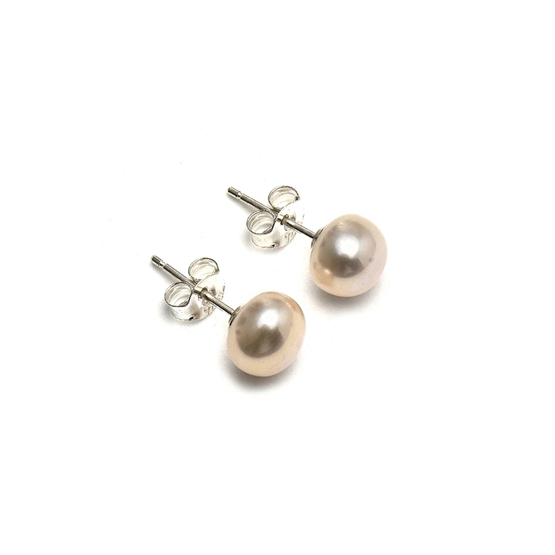 Orange Color Pearls Beads 9-10mm 925 Sterling Silver For Handmade Diy Freshwater Earrings Elegant Women H577 | Украшения и