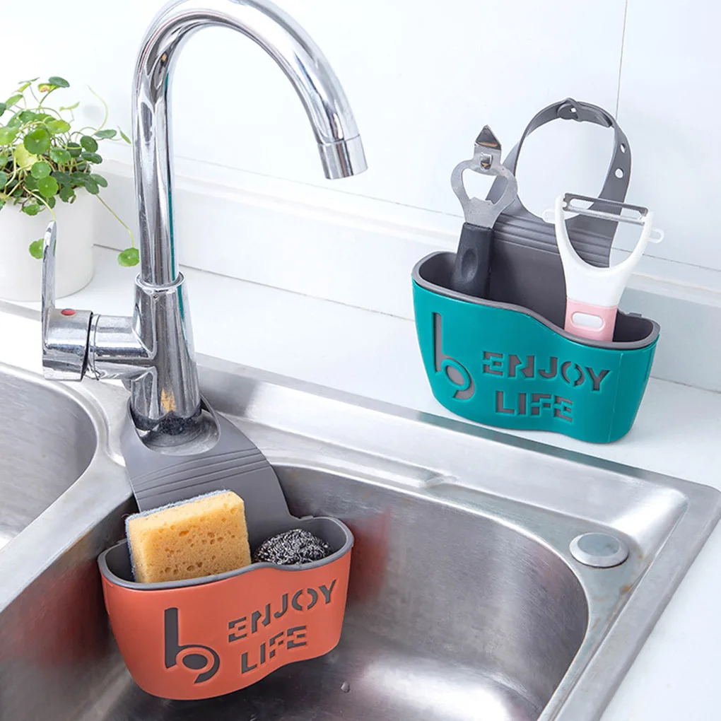 

Adjustable Sink Drain Bag Home Punch-Free Dish Storage Basket Sponge Soap Drain Rack Hanging Kitchen Organizing Holder Tool