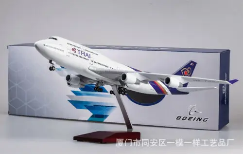47cm 1/150 THAI Airplane LED Light Bone 747 Airplane Model Passenger Plane Toy 