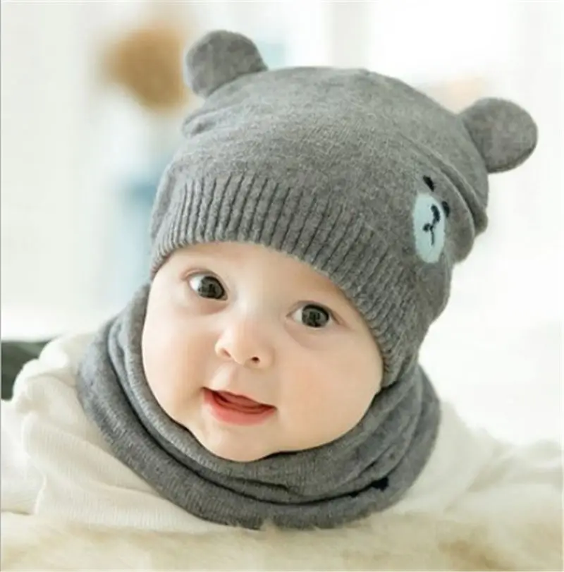 

Baby Hat and Scarf Newborn Kids Boy Girl Cap Infant Knitted Warm Hat Baby Crochet Beanie+Scarf Set 2pcs Winter Autumn