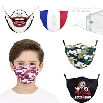 

Cute France flag 3D Adjustable Proof Flu Dust masks Kids PM2.5 Filters Children Print Mask Anti Dust Reusable Cotton Face Mask