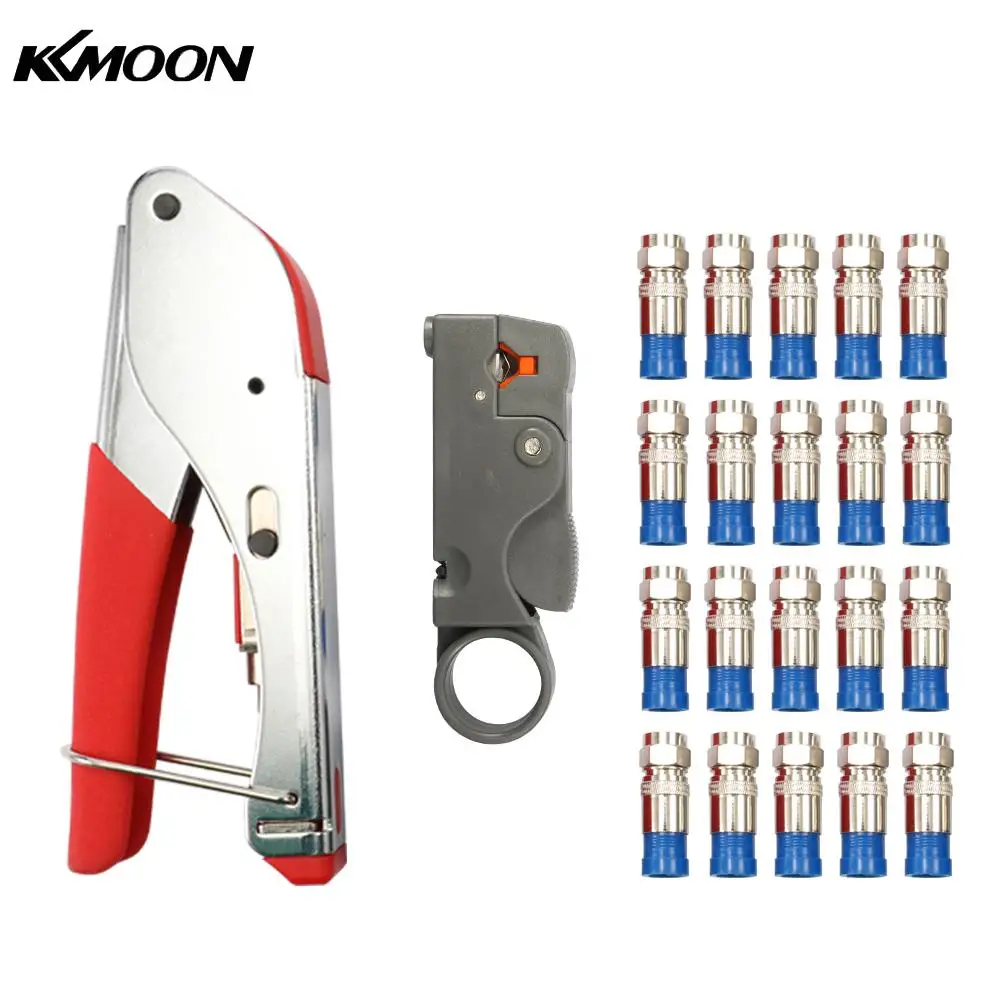 

Coaxial Cable Compression F-type Connectors Crimping Pliers Wire Stripper Set Home Cable TV Tool Kit