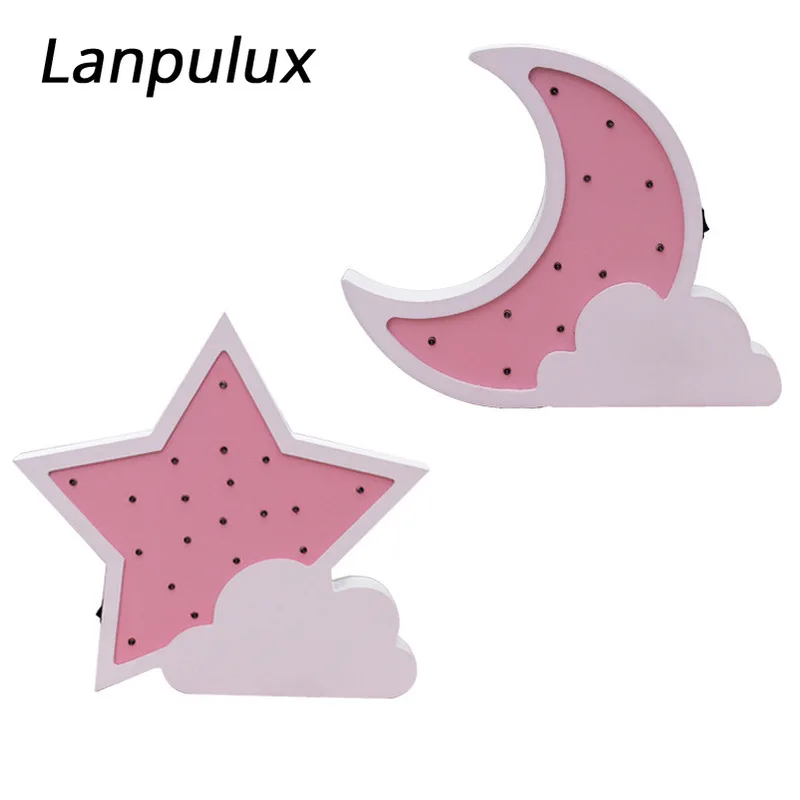 Lanpulux 3D деревянная звезда луна лампа милые Мультяшные светильники детские