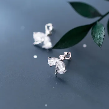 

High Quality 925 Sterling Silver Zircon Ballet Dancer Stud Earrings Jewelry For Best Gifts
