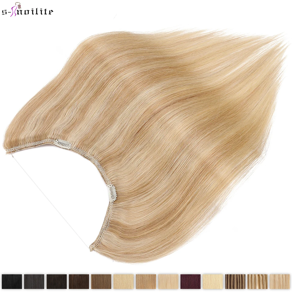S-noilite Wire In Hair Extensions Hair Clip Straight 100% Human 60g-80g Hairpiece Invisible Fish Line Natural human hair extensions