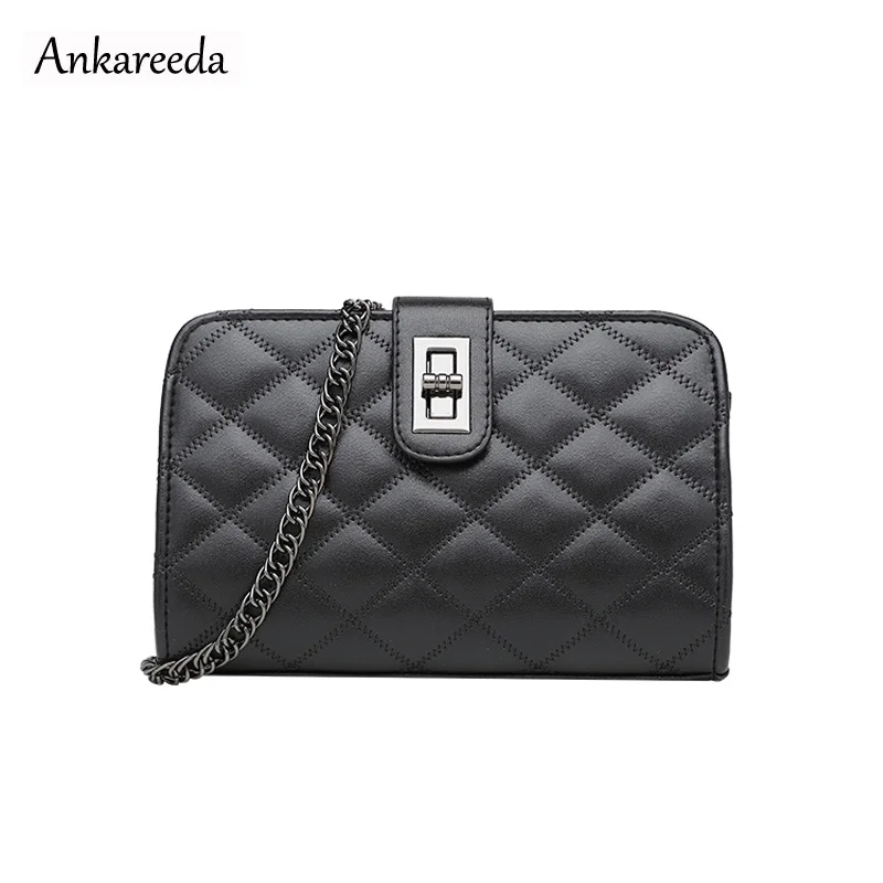 

Lattice Solid Color Leather Crossbody Bags For Women Luxury Brand Chain Shoulder Messenger Bag Lady Handbags Cell Phone Purses