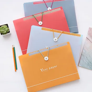 

1pc Cute Korean Style Files Bag Simple Multilayer PP A4 File Folder Document Filing Bag Stationery Organizer Color Random