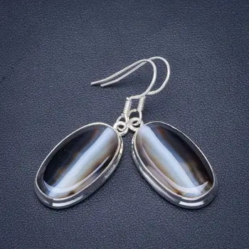 

Natural Botswana Agate Handmade Unique 925 Sterling Silver Earrings 1.75" B2548