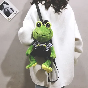 

Candice guo plush toy cartoon animal frog backpack shoulder bag satchel package crossbody coin money small handbag girl gift 1pc