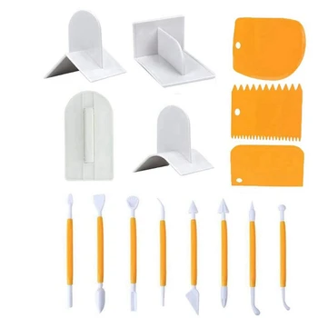

15PCS Cake Smoothing and Decoration Tool Kit Sugarcraft Modeling Tool Spatula Knife Soft Frosting Tool Kit