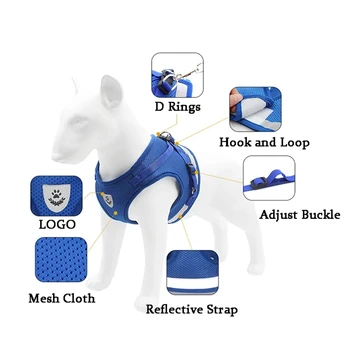 Reflective Dog Harness with Leash Adjustable Pet Harnesses Vest for Small Medium Dog Soft Outdoor Breathable Puppy Chest Strap 2