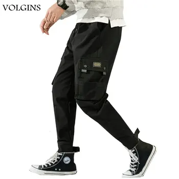 

Streetwear Men's Joggers Pants Fashion Men Casual Cargo Pants Trousers High Street Elastic Waist Black Harem Pant Men