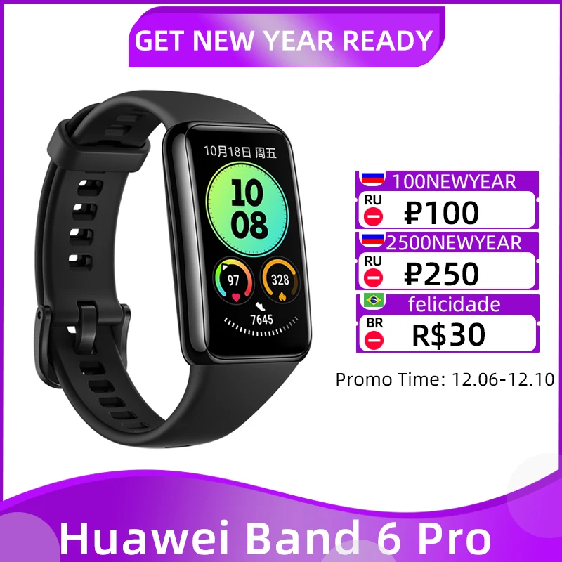 Huawei Band 6 Pro Smart Blood Oxygen 1.47'' AMOLED Screen Heart Rate Tracker GPS Smartband NFC 2 Weeks Battery Life | Электроника