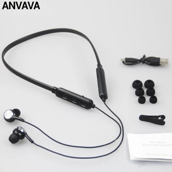

ANVAVA Bluetooth Earphones Stereo Hifi Bass Neck Mini Headset In ear Waterproof Sports Running Wireless Earbuds Earphones