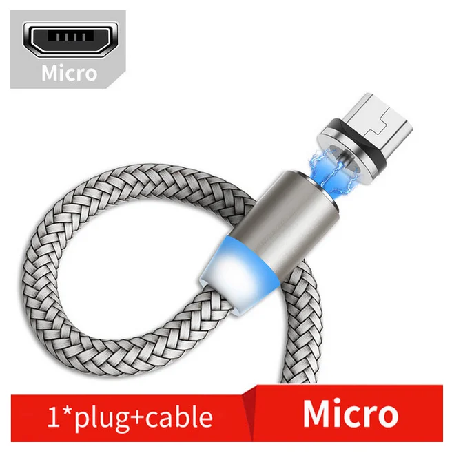Silver for Micro Магнитный Micro USB кабель Olaf 2 м для iPhone, samsung, Xiaomi, huawei, зарядный кабель USBType C, Магнитный зарядный провод - Цвет: Silver for Micro