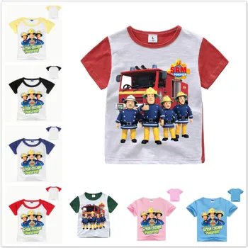 

Children cartoon clothing fireman sam tshirt funny tshirts kids baby boys clothes for autumn summer girls short sleeve shirts