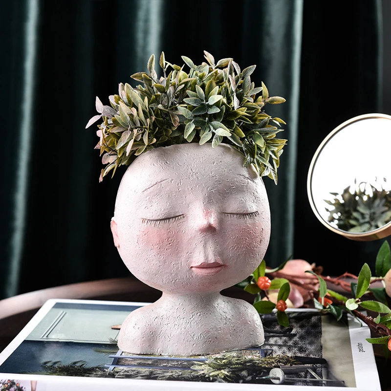 Statue Head Flowerpot Planter Sculpture Plant Pot Ornament Home Decor...