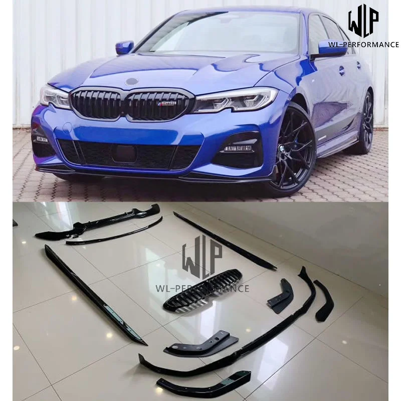 

High Quality Pp Bright Black Front Lip Side Skirts Wing Grilles Car Styling for Bmw New 3 Series G20 G28 m Sport Model 2019-2020