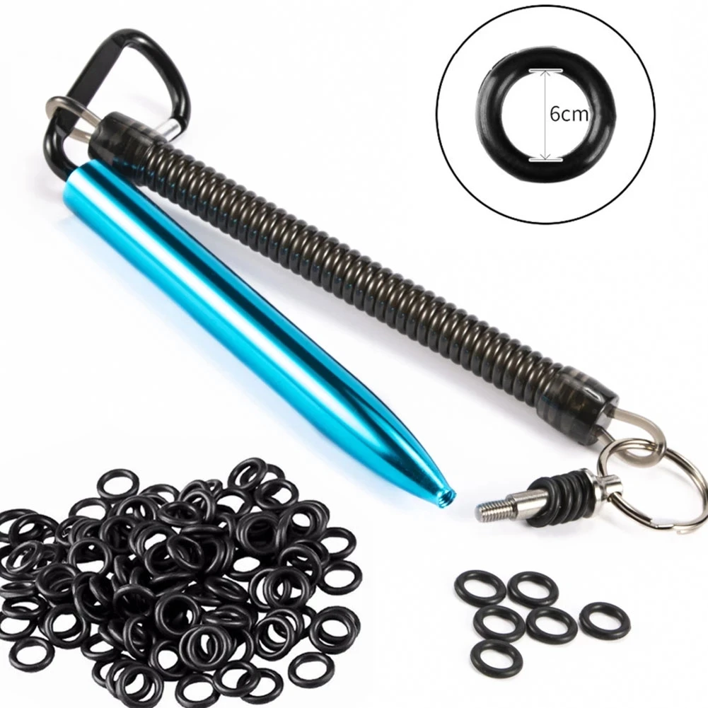 O-Rings Wacky Rigging Fishing Tools Cylinder Tying Tool Aluminum Alloy Worm Bait with O Rubber Rings | Спорт и развлечения