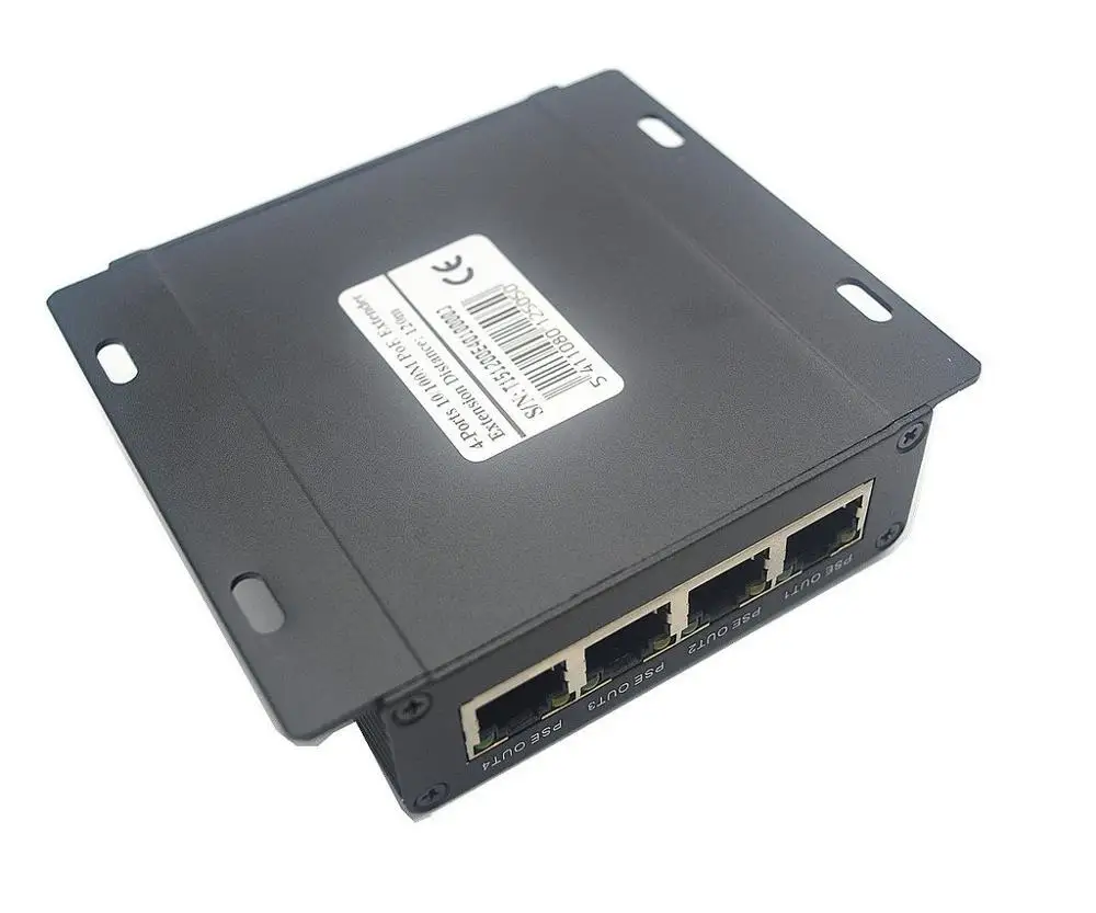 4 Port IEEE802.3at 25.5W PoE Extender / Repeater for IP camera Extend 120m transmission distance with 10/100M LAN ports