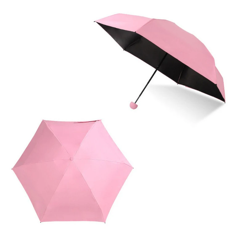 Pink Мини-капсула зонтик пятискладной солнцезащитный анти-УФ UPF50+ Зонт parapluie складной женский Карманный Зонт для женщин - Цвет: Pink