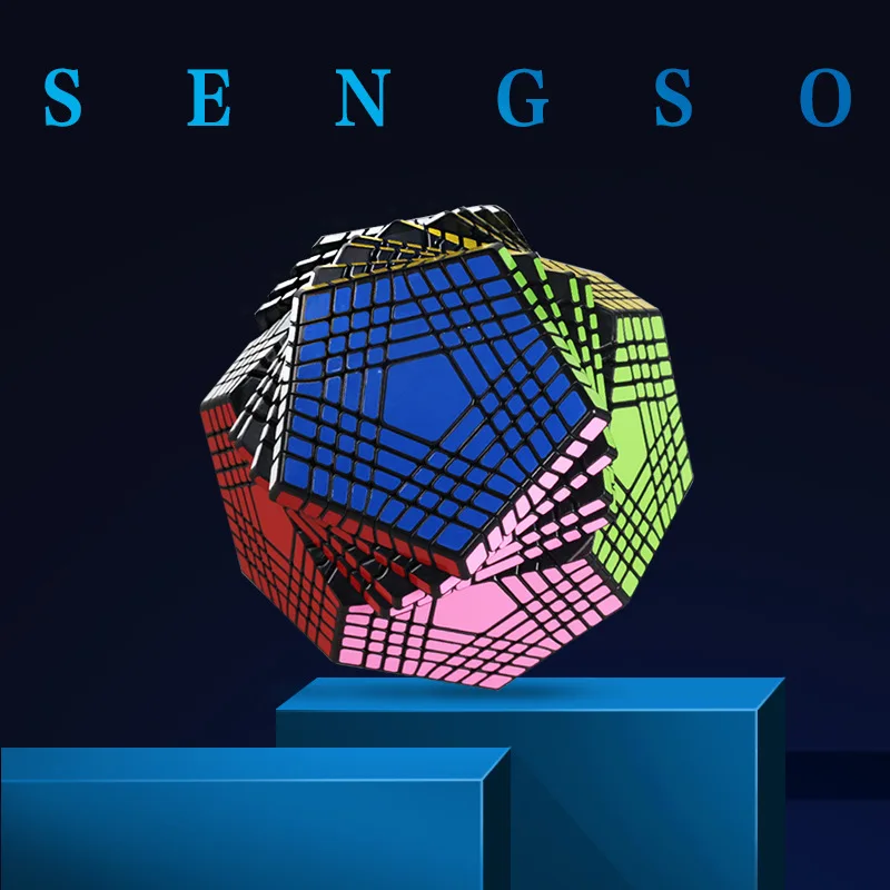 Оригинальная Магическая головоломка Shengshou Petaminx с наклейками черная 9x9 Dodecahedron Cubo