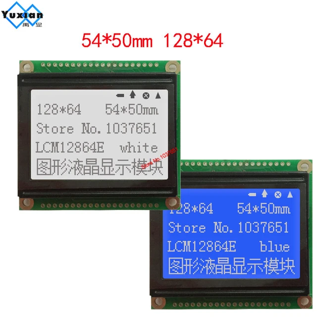 Panneau d'affichage lcd 5v, 12864 128x64mm, module d'affichage, bleu blanc,  54x50mm, 1 pièce, livraison gratuite, s6b0107 LCM12864E au lieu de WG1264E  - AliExpress