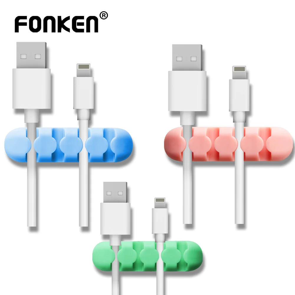 

2Pcs USB Cable Organizer Phone Data Charging Cord clips Management Earphone Cable Winder Flexible Silicone Wire Holder