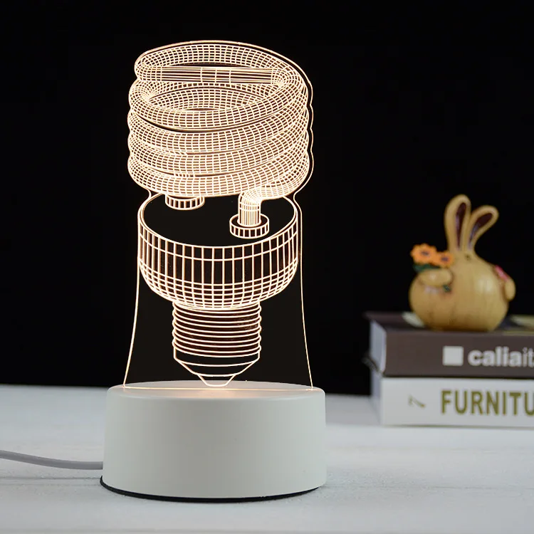 

Creative Monochrome USB Button 3D Night Lamp Strange New Bedroom Bedside LED Small Table Lamp Customizable Logo Acrylic
