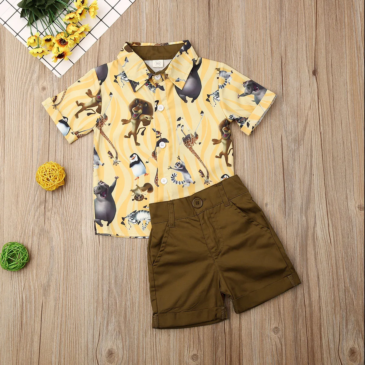 Pudcoco/Летняя одежда для маленьких мальчиков; Милая футболка с короткими рукавами и принтом животных; топы; короткие штаны; комплект из 2 предметов; официальная одежда