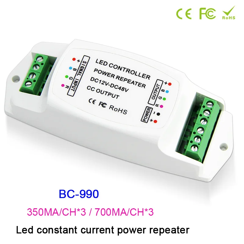 

BC-990 RGB Strip Amplifier DC12V-48V Led Constant current PWM LED power repeater 350mA LED PWM amplifier 700mA Power controller