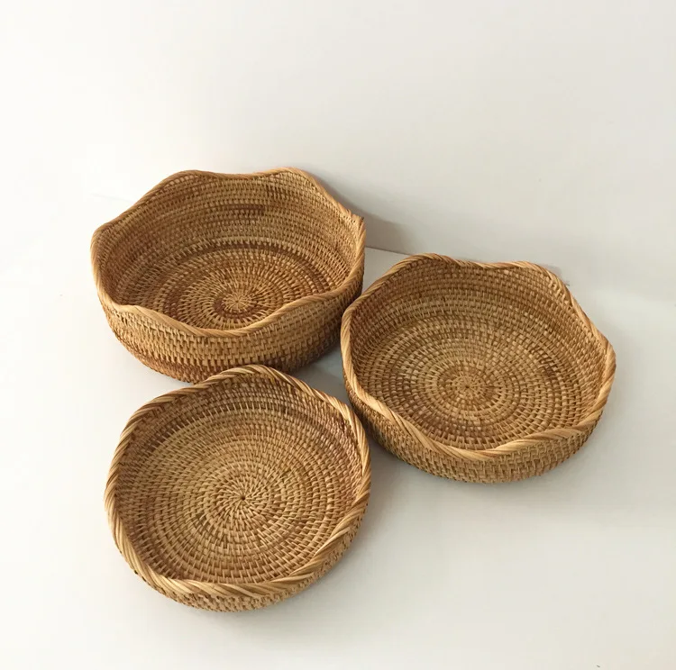 

Viet Nam Rattan Fruit Basket Snacks Candy Dried Fruit Tray Steamed Bread Storage Basket Bread Basket Box
