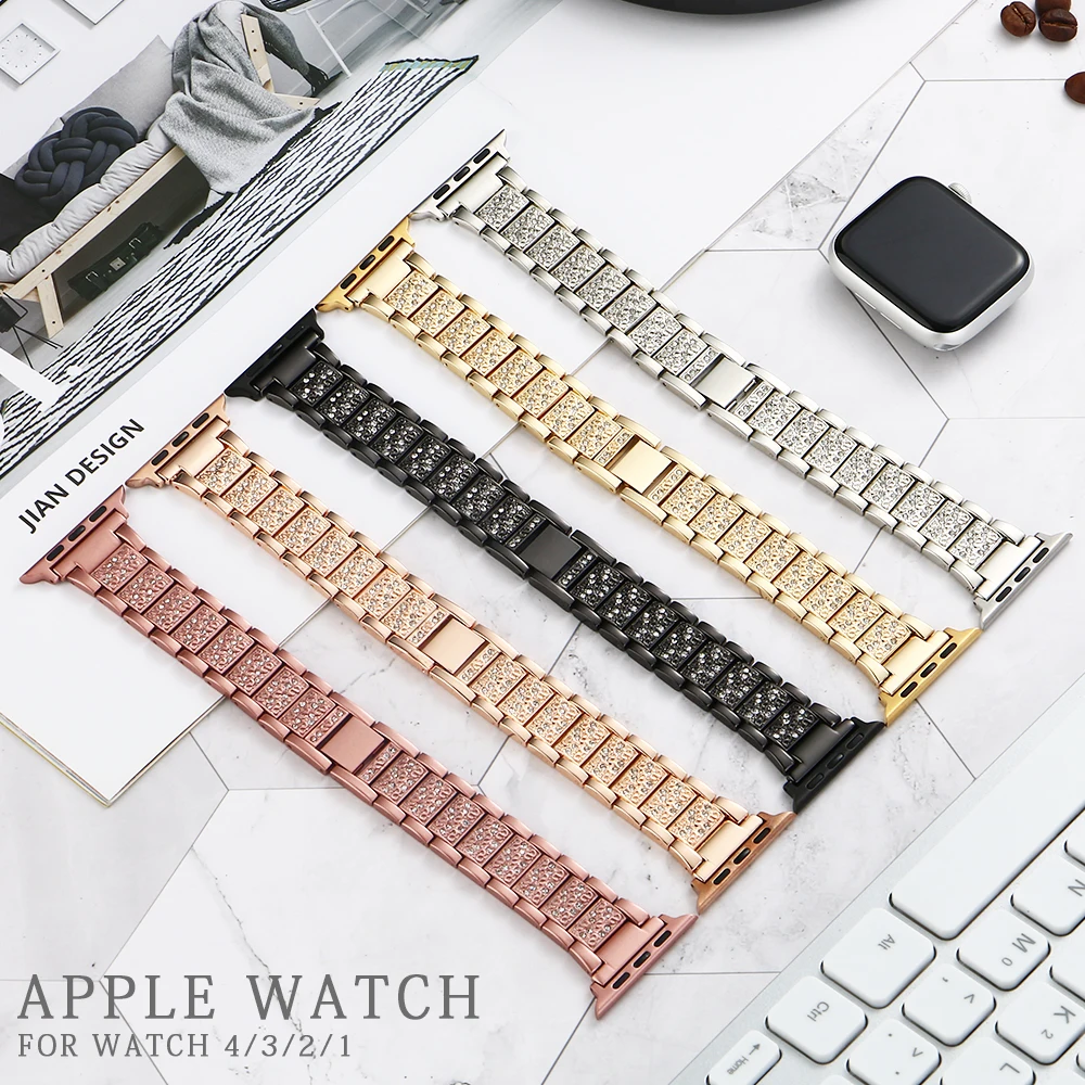 Ремешок+ чехол, металлический ремешок для Apple Watch Series 5, ремешок 40 мм, 44 мм, бриллиантовое кольцо 38 мм, 42 мм, браслет из нержавеющей стали iwatch 4/3/2/1
