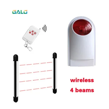 

Wireless 4Beams Sensor Active Infrared Intrusion Detector IR 20m Outdoor Perimeter Wall Barrier Fence with lamp alarm