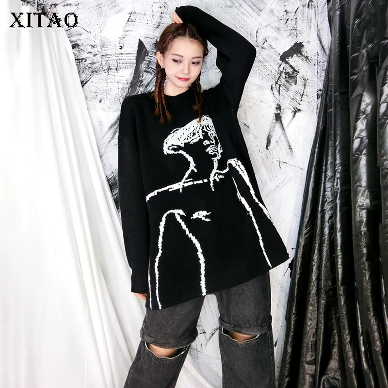 

XITAO Knitted Pattern Sweater Fashion New Women 2020 Spring Pullover Small Fresh Full Sleeve Small Fresh Casual Sweater DMY2434