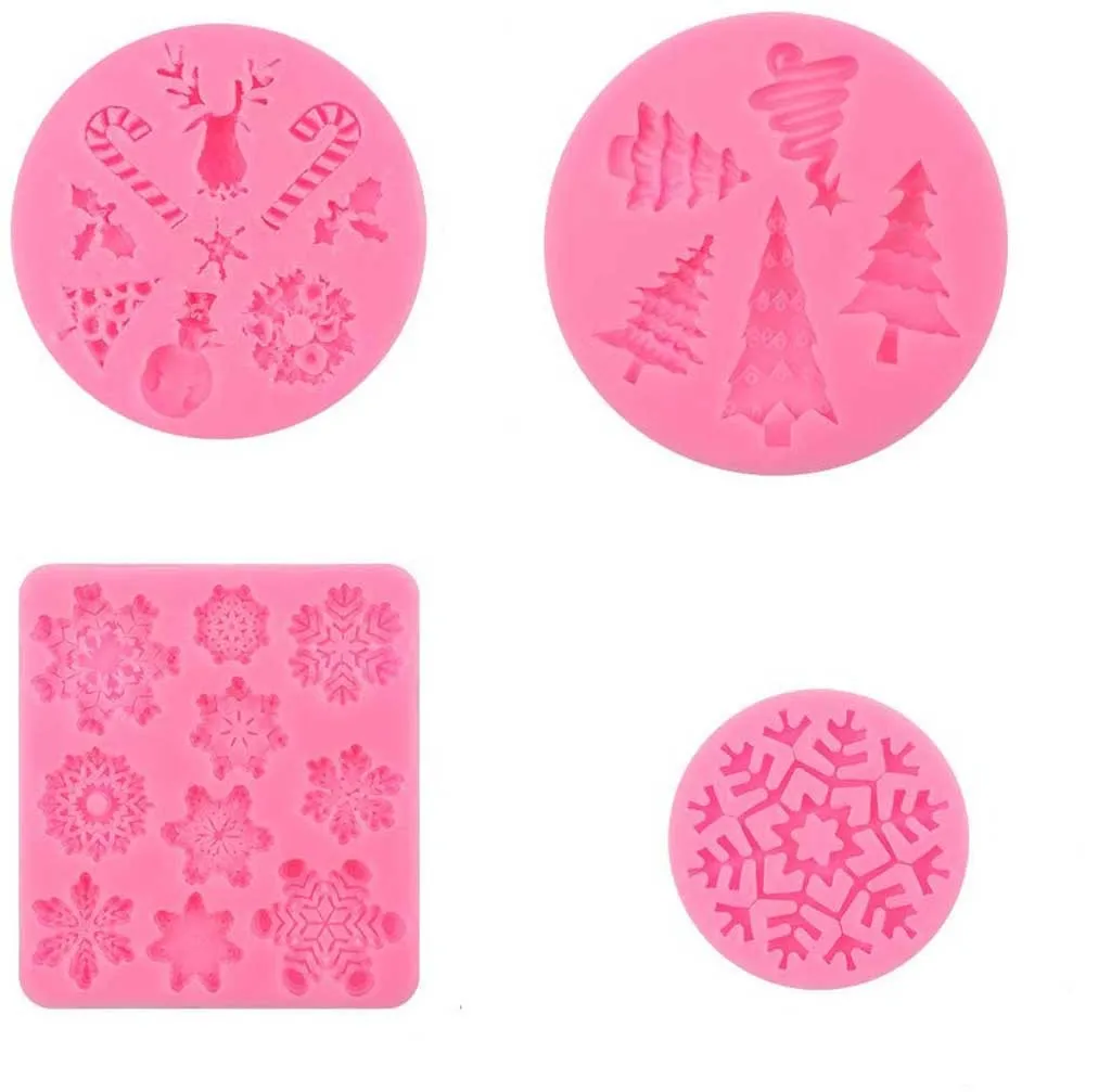 Christmas Snowman Shape fondant silicone mold kitchen baking chocolate pastry candy Clay making cupcake decoration tools - Цвет: 4pcs