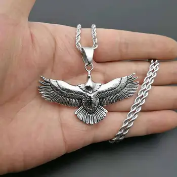 

Gold silver color Vintage Animal Eagle Pendant Necklaces for Mens Statement Jewelry Stainless Steel Eagle Charm Bijoux