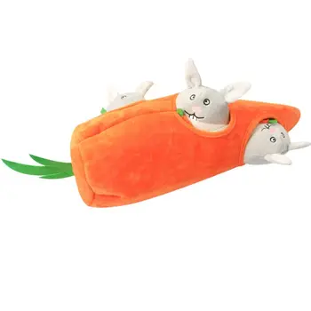 

Rabbit Carrot Shape Pet Squeaky Toys Dog Hide and Seek Plush Interactive Puzzle