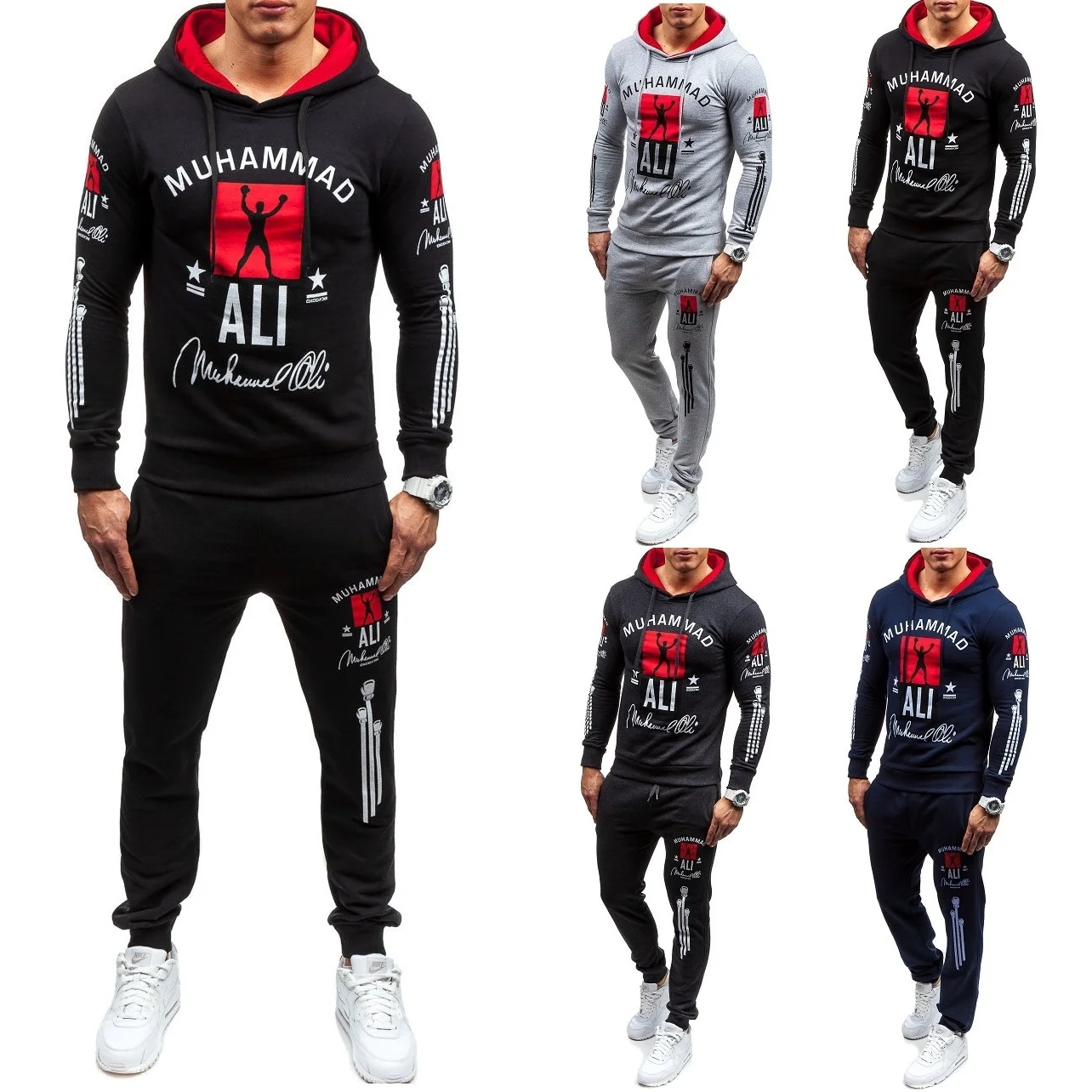 

ZOGAA Men's Tracksuit Brand New Fashion 2 Parts Hooded Sweatshirt and Sport Pants Set Two Piece Set Sweatsuit Men Track Suit