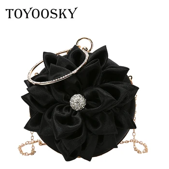 

TOYOOSKY Fashion Circle Round Handbag Sequins Evening Bag Wedding Party Purse Luxury Diamond Shoulder Crossbody Bag For Women