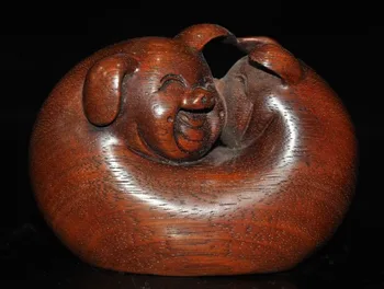 

christmas China Boxwood wood carved Feng Shui auspicious pig Swine Zodiac animal statue New Year