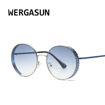 

WERGASUN Vintage Round Punk Sunglasses Men's Metal Steampunk Mirror Sun Glasses Women Retro Personality Eyewear