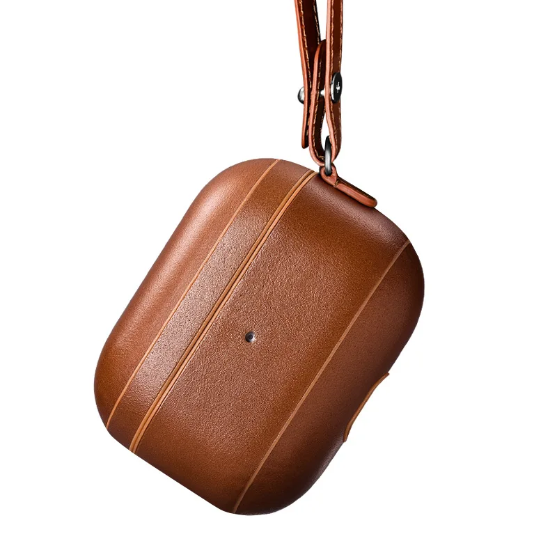 Applicable to Headphones Generation 3 Protective Case Genuine Leather Strap AirPods Pro Protective Case for Apple