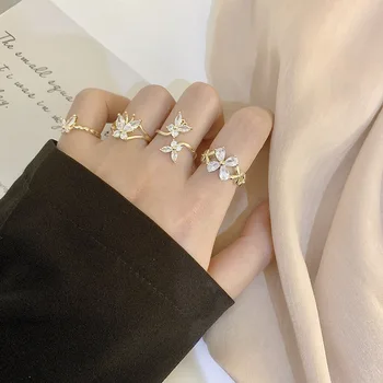 

INS GIRL'S Super Shiny Zircon Simple Small Butterfly Element Ring Women's Cool Japanese Korean Cool Forefinger Rings