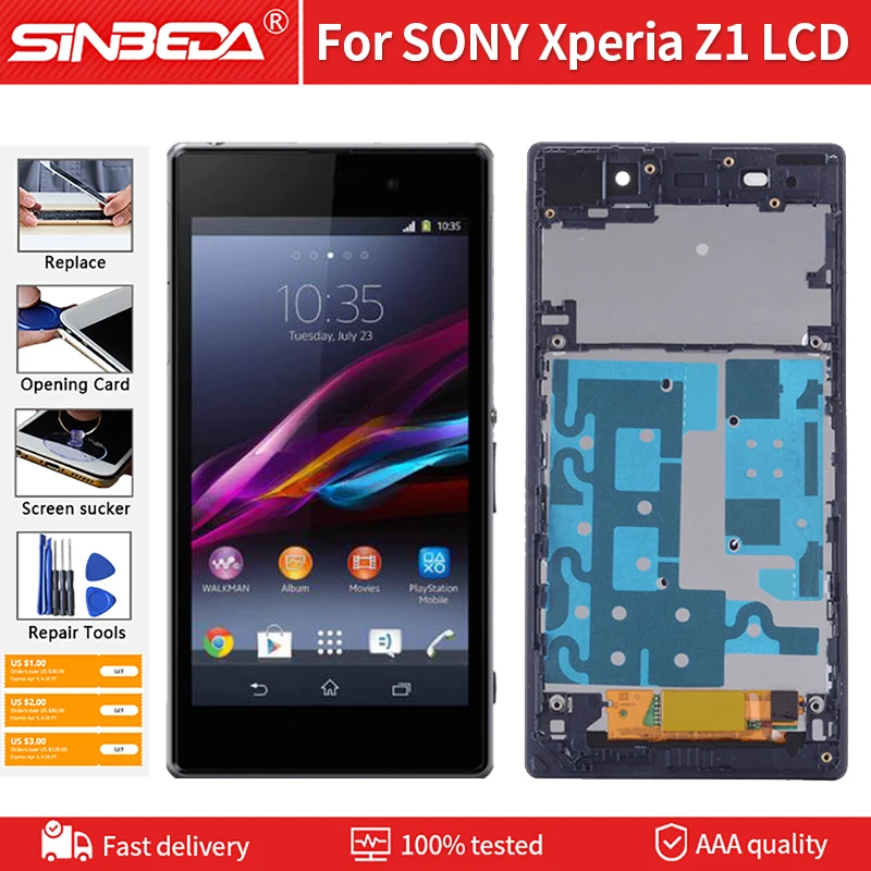 ЖК-экран 5 0 '𧪪 +++ для SONY Xperia Z1 C6902 C6903 L39H ЖК-дисплей сенсорный экран с рамкой