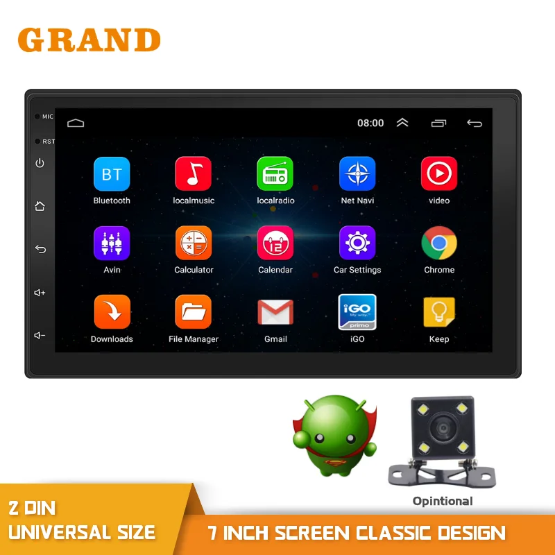 Автомагнитола Grand 2 Din мультимедийный плеер на Android с 7 &quotэкраном GPS Bluetooth FM/USB/AUX MP5