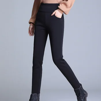 

Women Thermals Thick Warm Fleece Lined Winter Pencil Pants High Waist JL