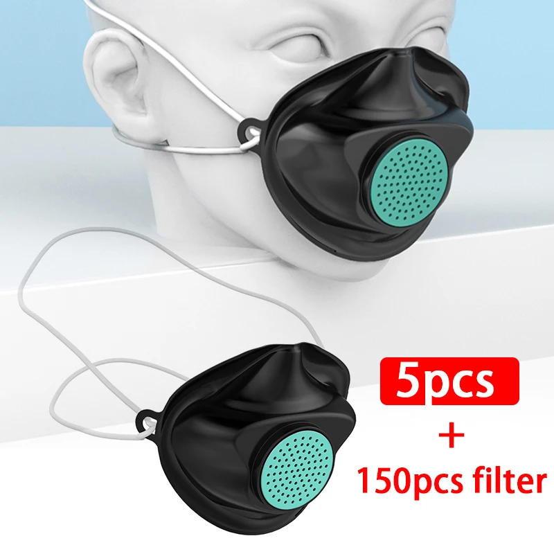 

5pc Replaceable +150 filter non-disposable mouth safety face mask anti dust air pollution pm2.5 mascarillas facial care for face