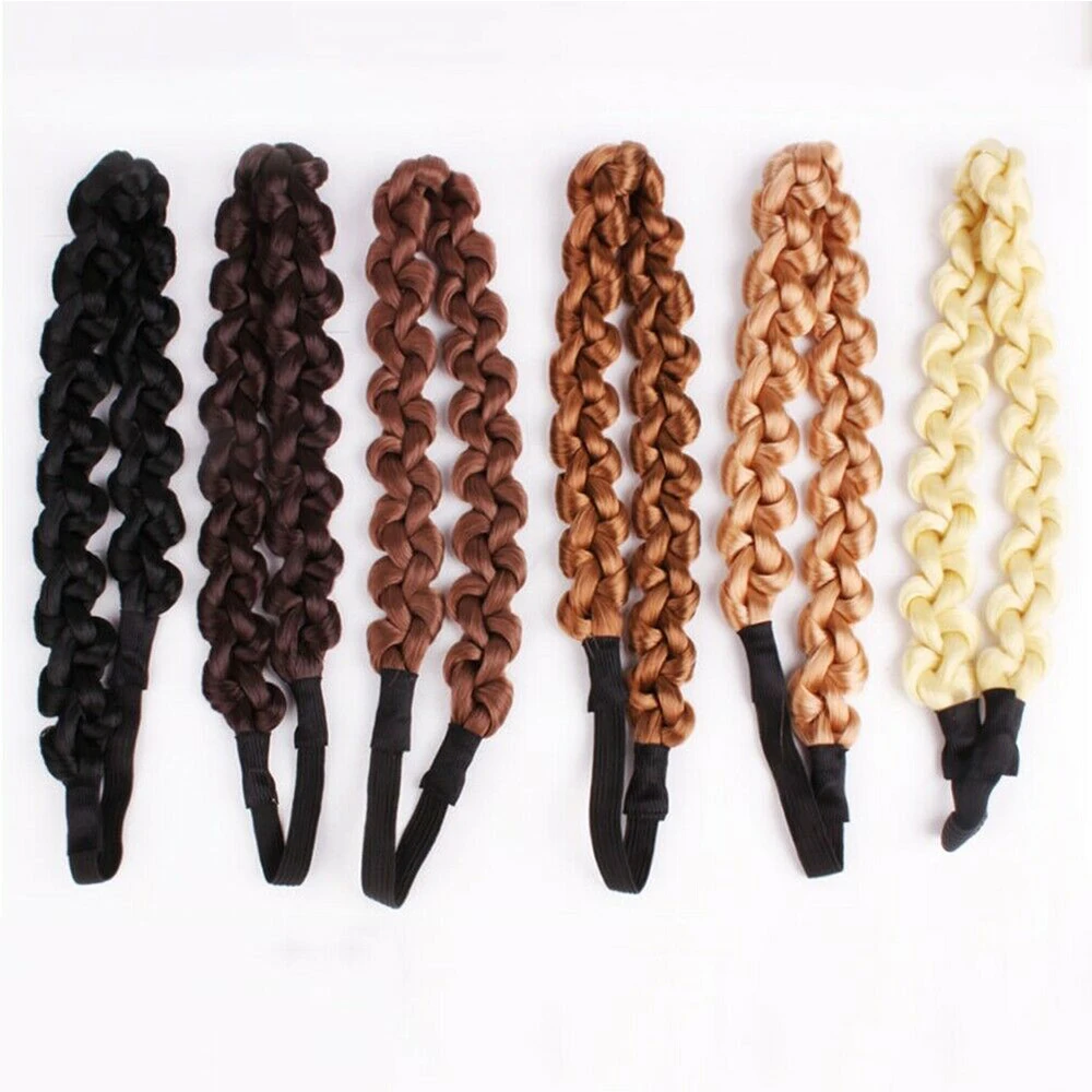 snap hair clips Fashion Synthetic Wig Braided Hair Band Elastic Twist Headband Pop Princess Hair scrunchy Headband Hair Accessories for women snap hair clips