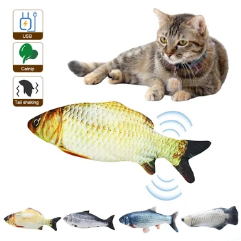 

Cat Kicking Toy USB Simulation Fish Electric Cat Toy Funny Interactive Pets Cats Catnip Toys for Cat Biting Chewing Playing Toy